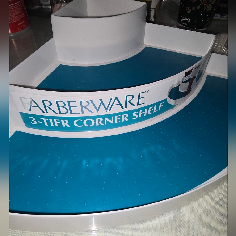Farberware 3 tier corner shelf White Blue